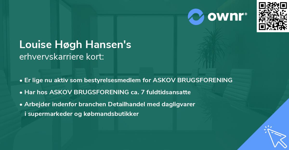 Louise Høgh Hansen's erhvervskarriere kort
