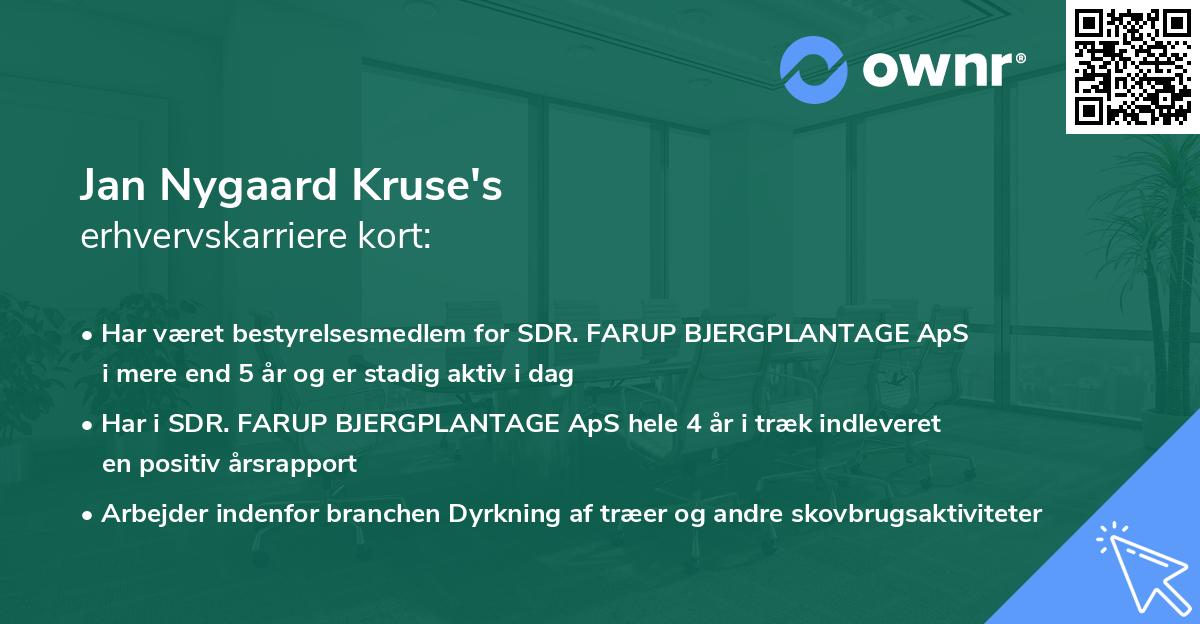 Jan Nygaard Kruse's erhvervskarriere kort