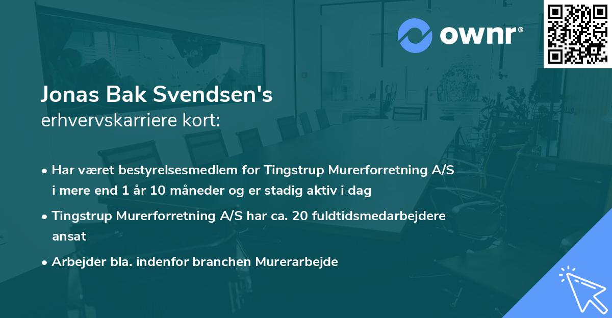 Jonas Bak Svendsen's erhvervskarriere kort