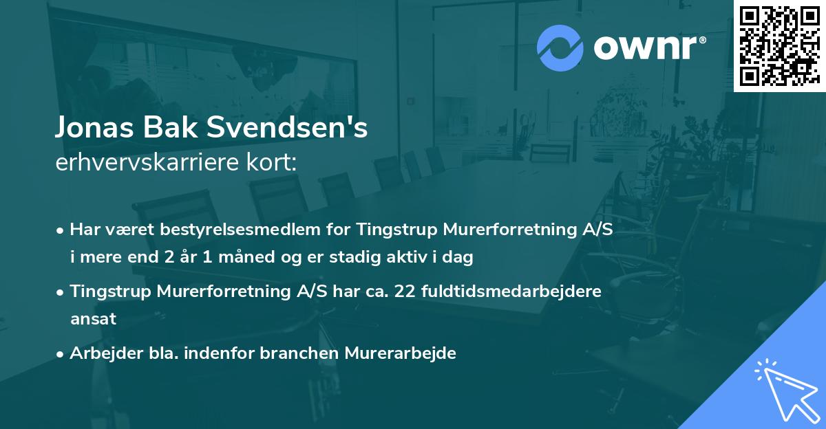 Jonas Bak Svendsen's erhvervskarriere kort