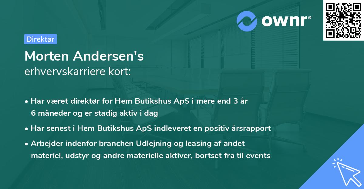 Morten Andersen's erhvervskarriere kort
