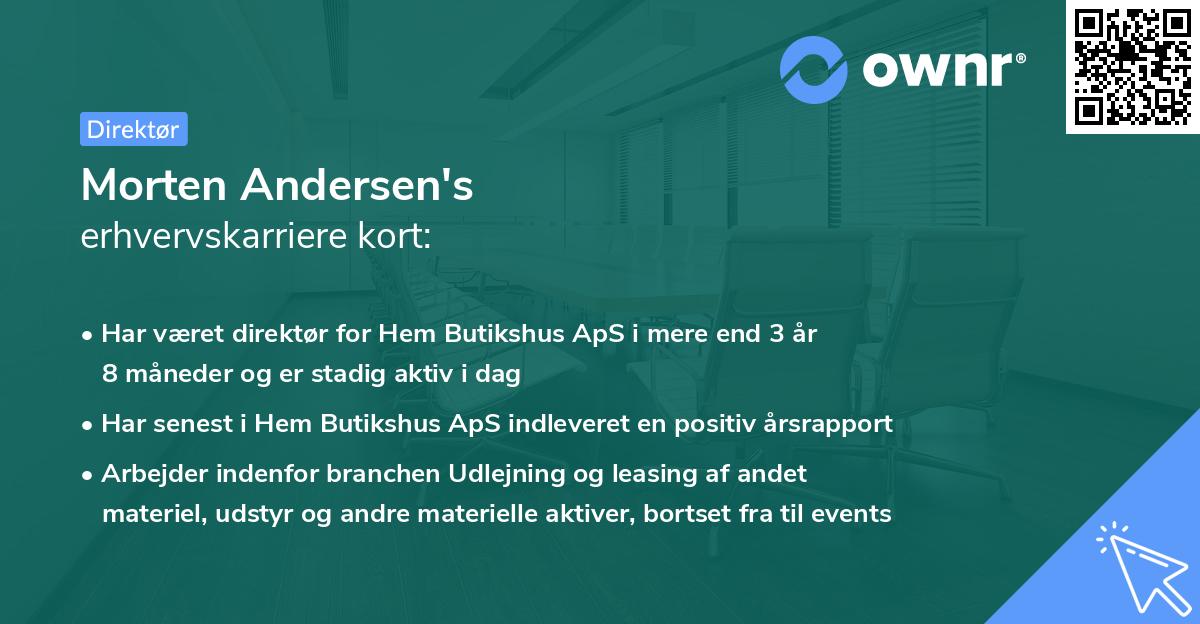 Morten Andersen's erhvervskarriere kort
