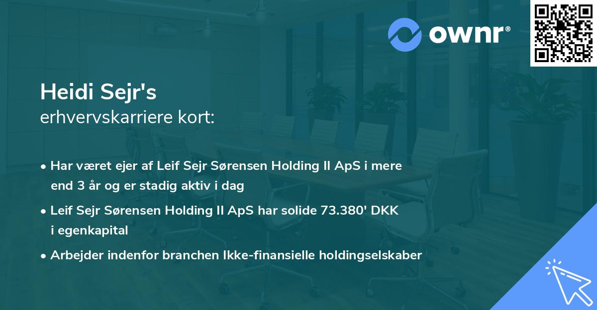 Heidi Sejr's erhvervskarriere kort