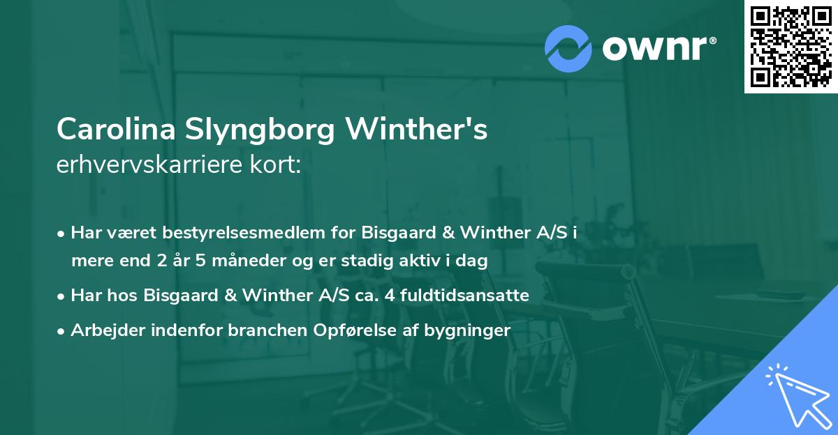 Carolina Slyngborg Winther's erhvervskarriere kort