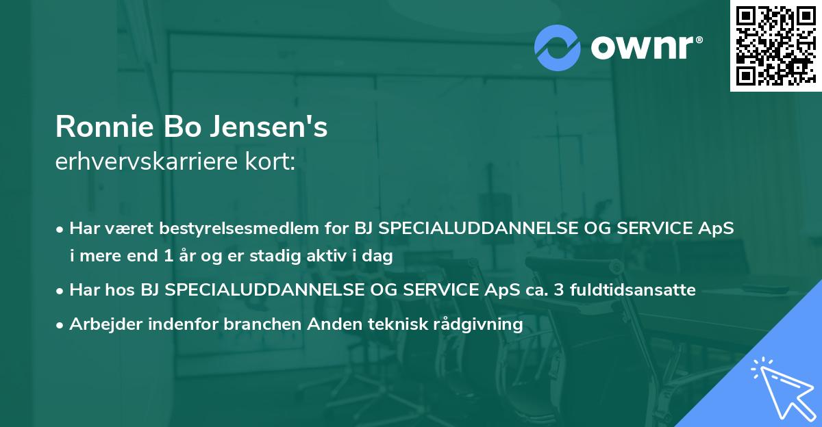 Ronnie Bo Jensen's erhvervskarriere kort