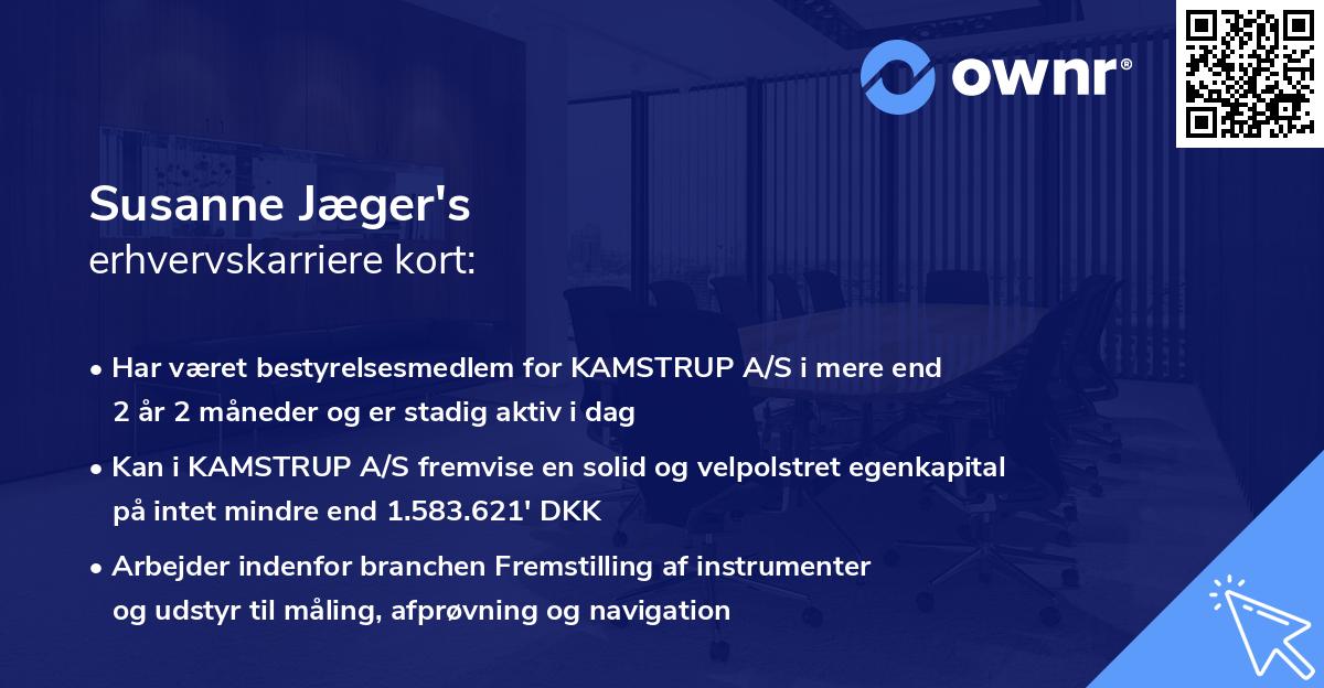 Susanne Jæger's erhvervskarriere kort