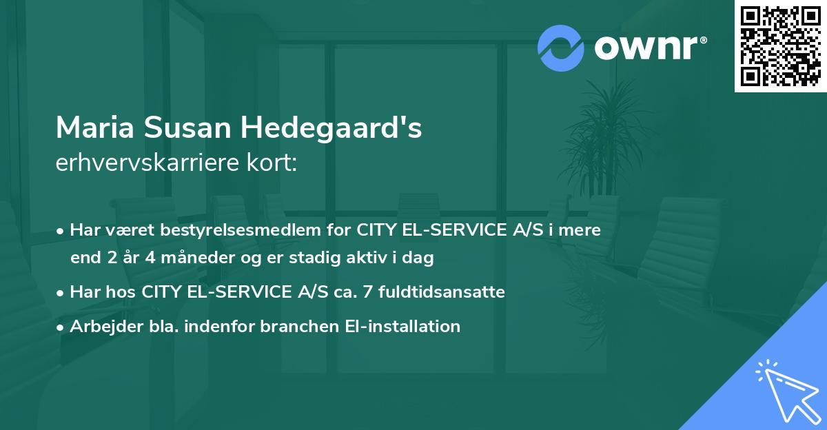 Maria Susan Hedegaard's erhvervskarriere kort