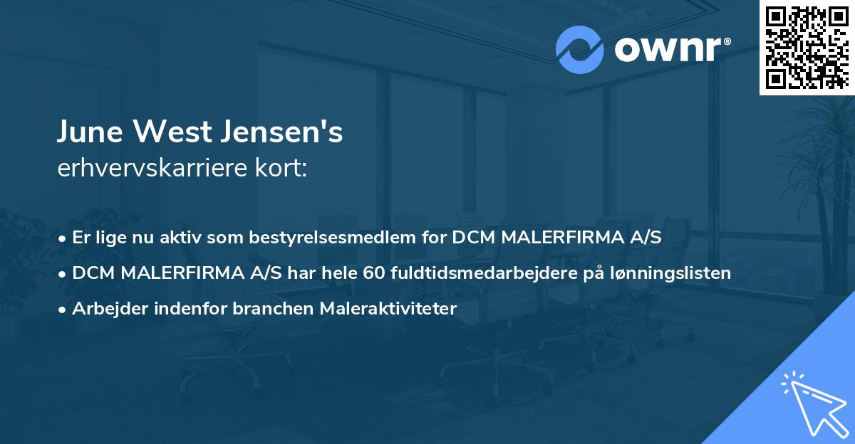 June West Jensen's erhvervskarriere kort