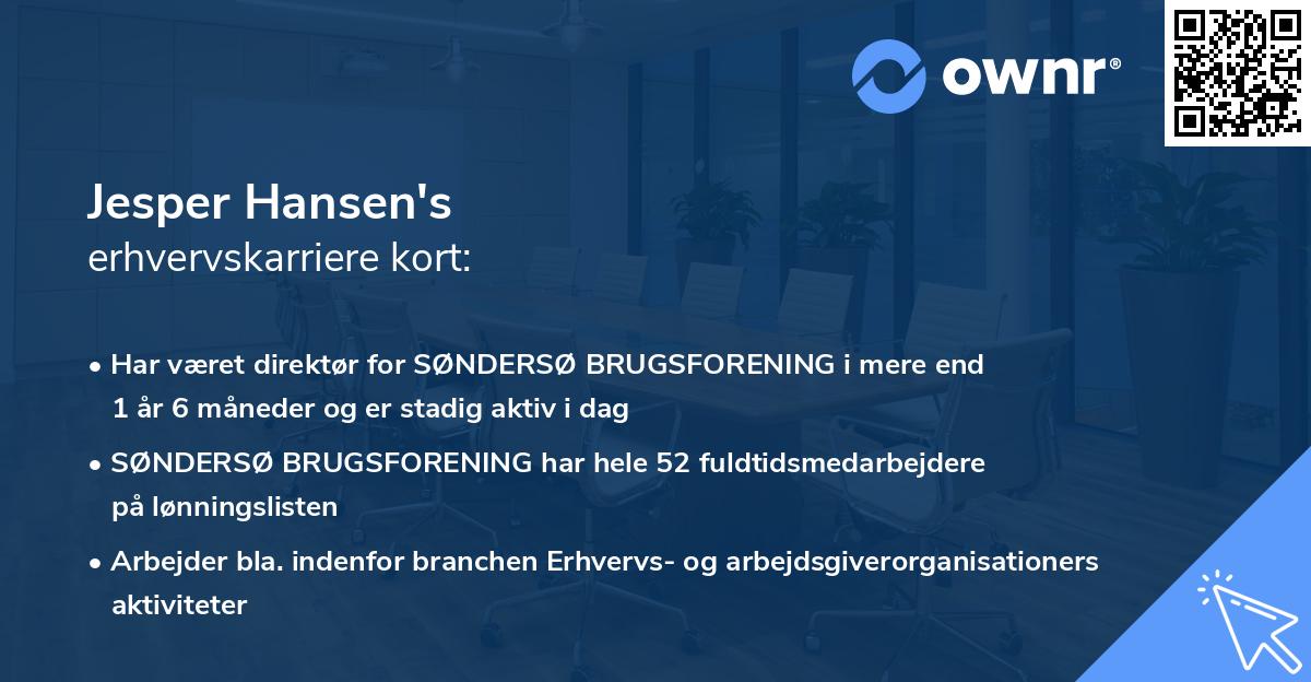 Jesper Hansen's erhvervskarriere kort
