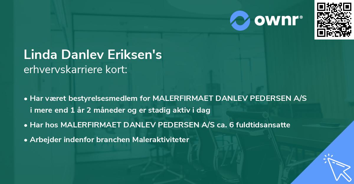 Linda Danlev Eriksen's erhvervskarriere kort