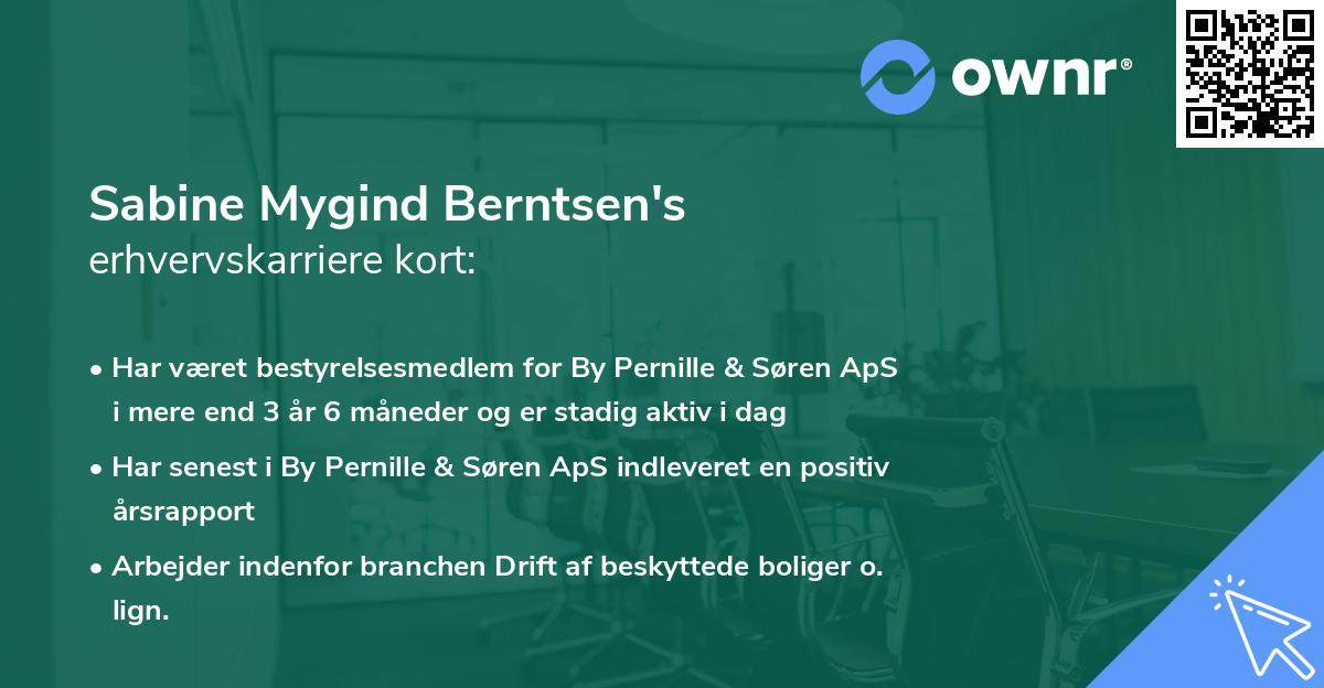 Sabine Mygind Berntsen's erhvervskarriere kort