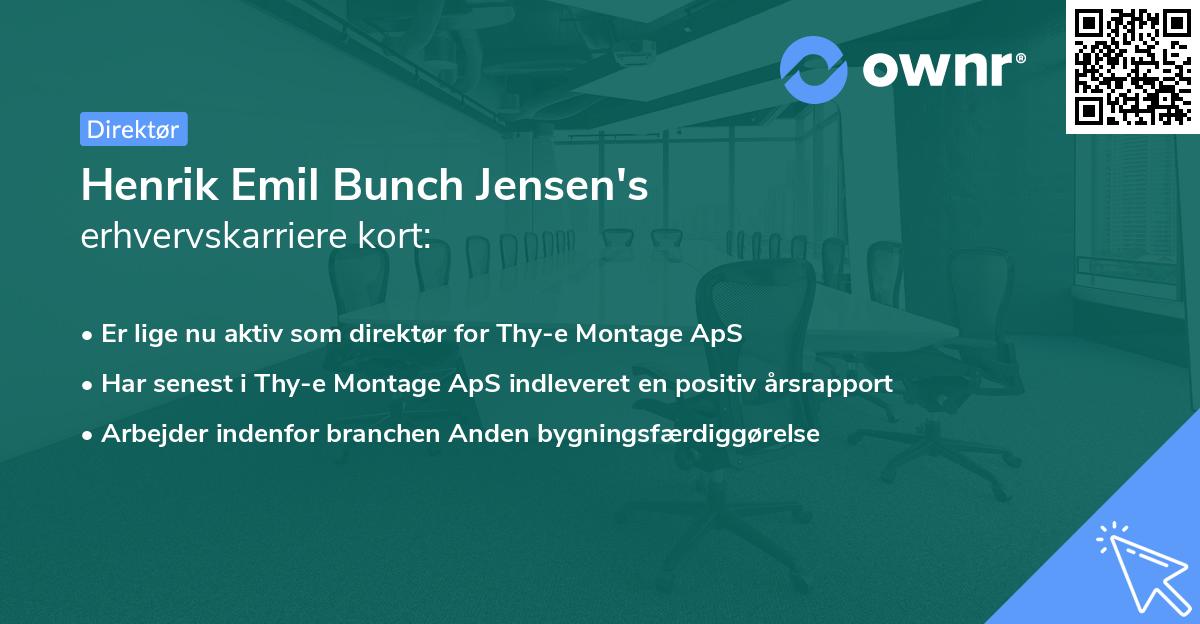 Henrik Emil Bunch Jensen's erhvervskarriere kort