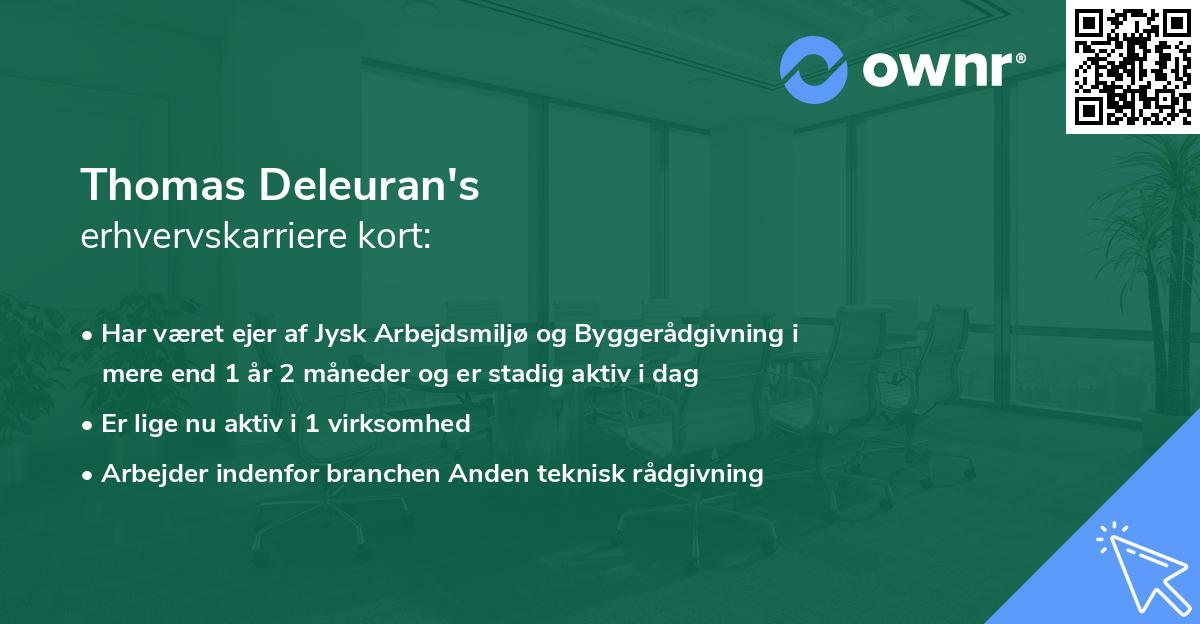 Thomas Deleuran's erhvervskarriere kort