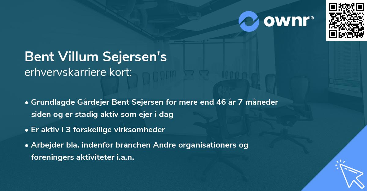 Bent Villum Sejersen's erhvervskarriere kort