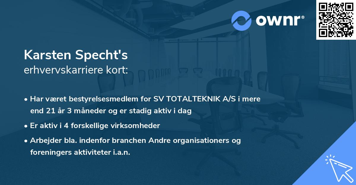 Karsten Specht's erhvervskarriere kort