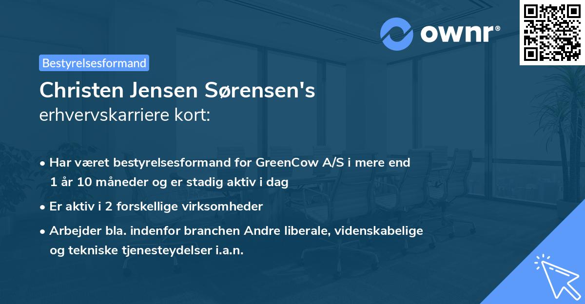 Christen Jensen Sørensen's erhvervskarriere kort