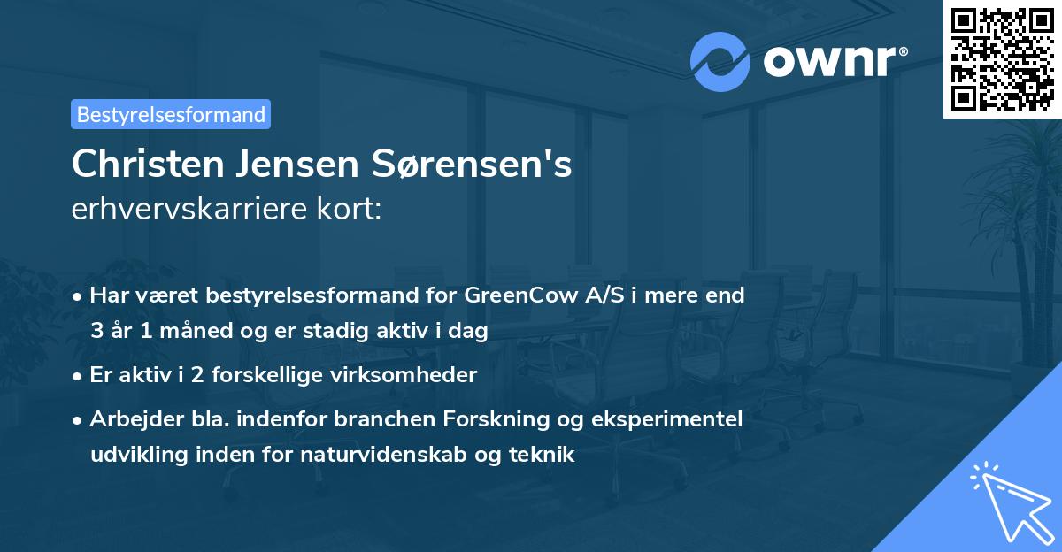 Christen Jensen Sørensen's erhvervskarriere kort