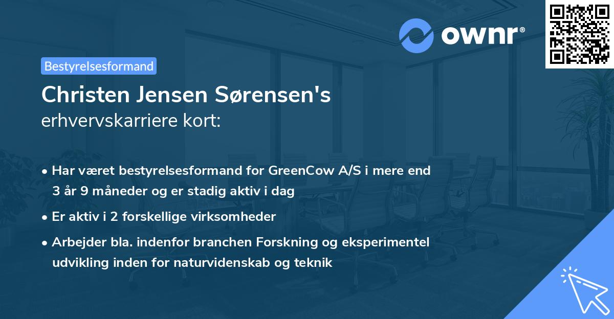 Christen Jensen Sørensen's erhvervskarriere kort