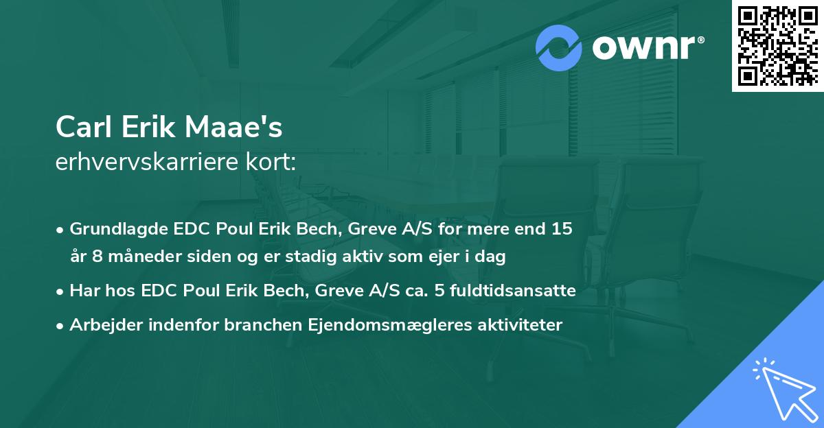 Carl Erik Maae's erhvervskarriere kort