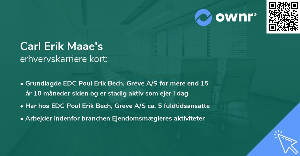Carl Erik Maae's erhvervskarriere kort