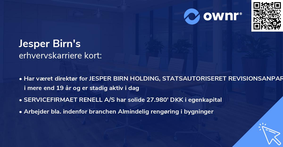 Jesper Birn's erhvervskarriere kort