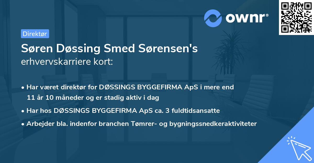 Søren Døssing Smed Sørensen's erhvervskarriere kort