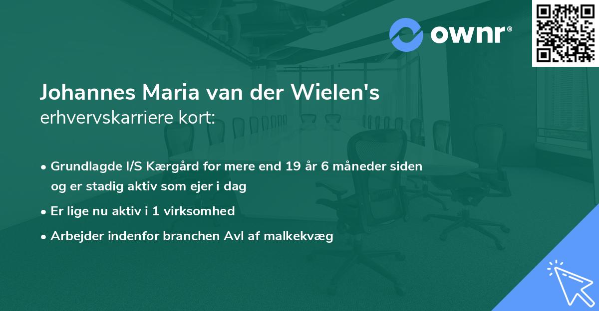 Johannes Maria van der Wielen's erhvervskarriere kort
