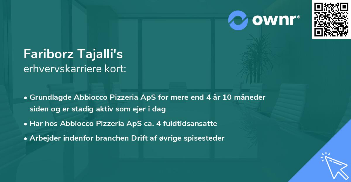 Fariborz Tajalli's erhvervskarriere kort