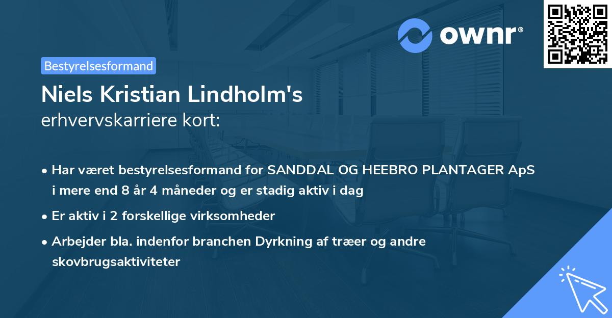 Niels Kristian Lindholm's erhvervskarriere kort