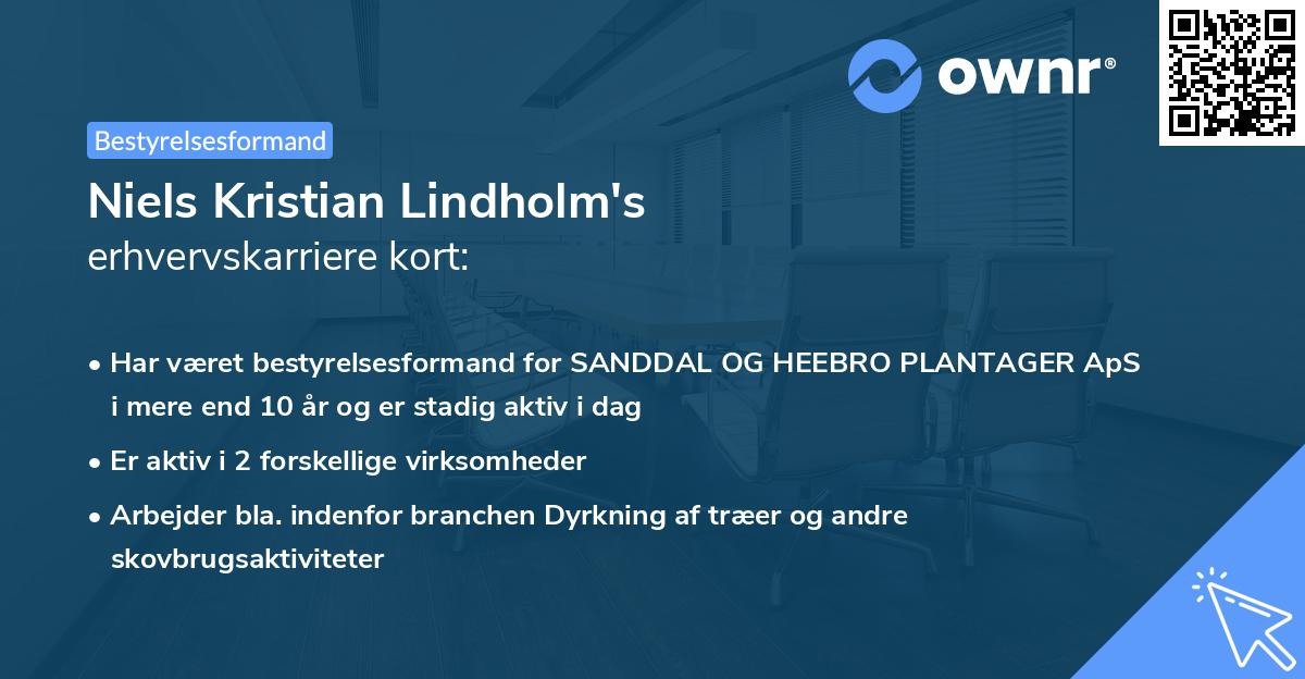 Niels Kristian Lindholm's erhvervskarriere kort