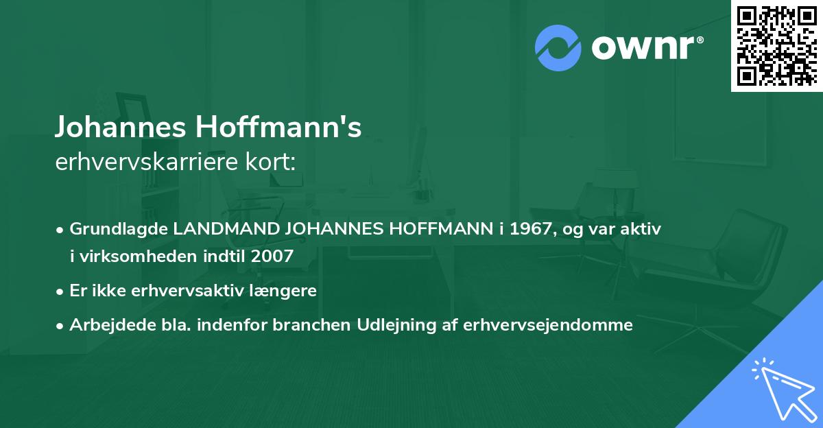 Johannes Hoffmann's erhvervskarriere kort