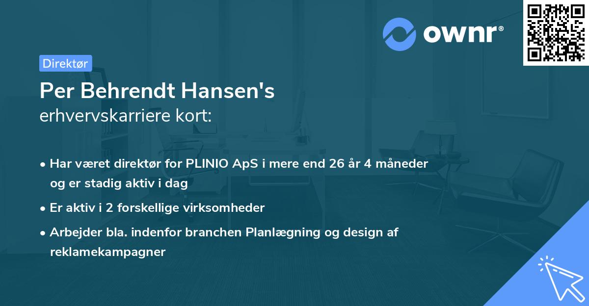 Per Behrendt Hansen's erhvervskarriere kort