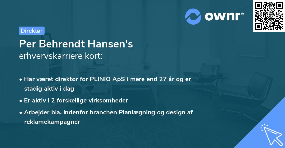Per Behrendt Hansen's erhvervskarriere kort