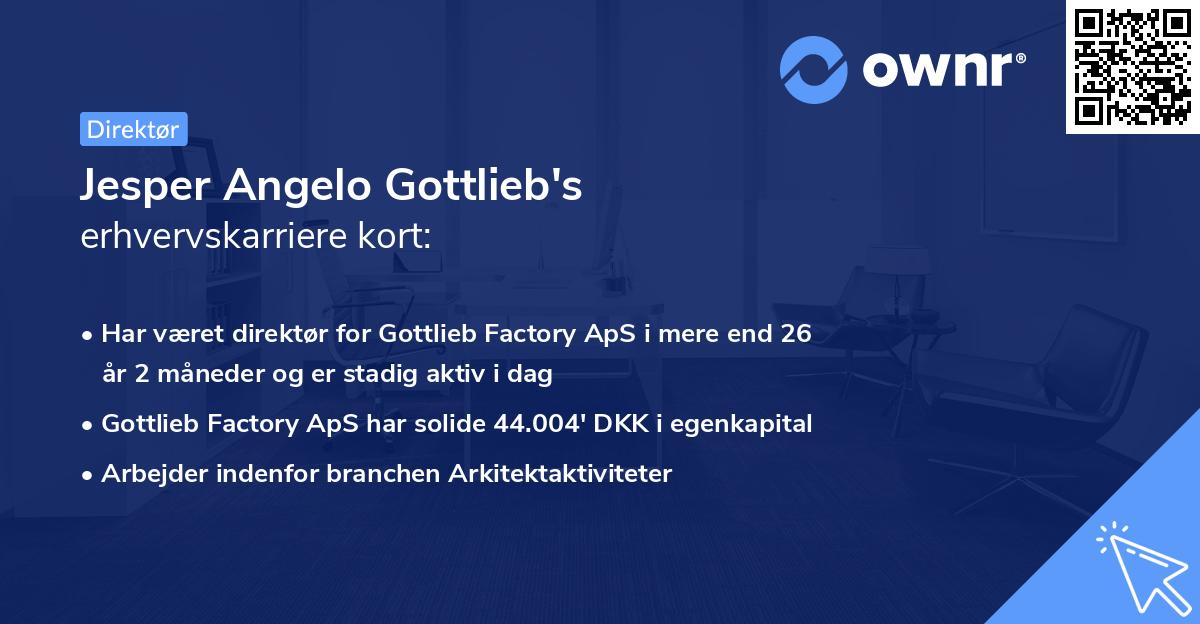 Jesper Angelo Gottlieb's erhvervskarriere kort