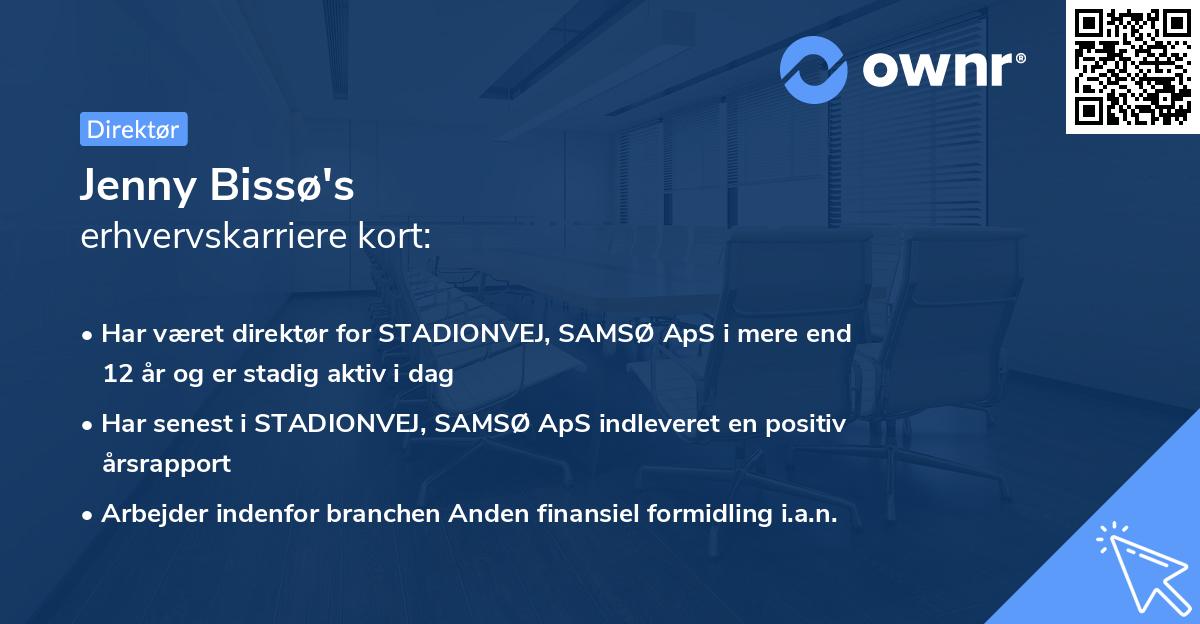 Jenny Bissø's erhvervskarriere kort