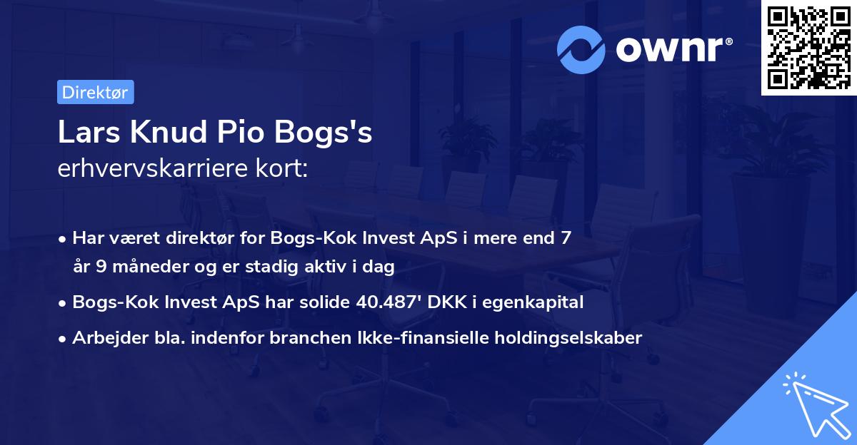 Lars Knud Pio Bogs's erhvervskarriere kort