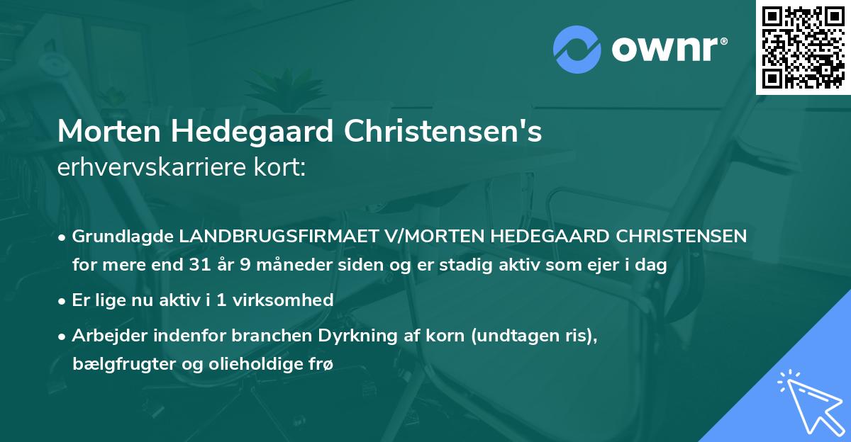 Morten Hedegaard Christensen's erhvervskarriere kort