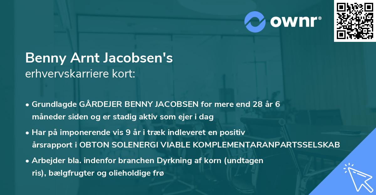 Benny Arnt Jacobsen's erhvervskarriere kort