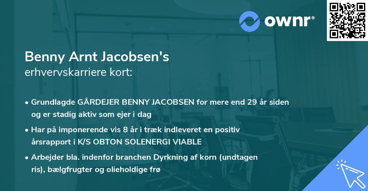 Benny Arnt Jacobsen's erhvervskarriere kort