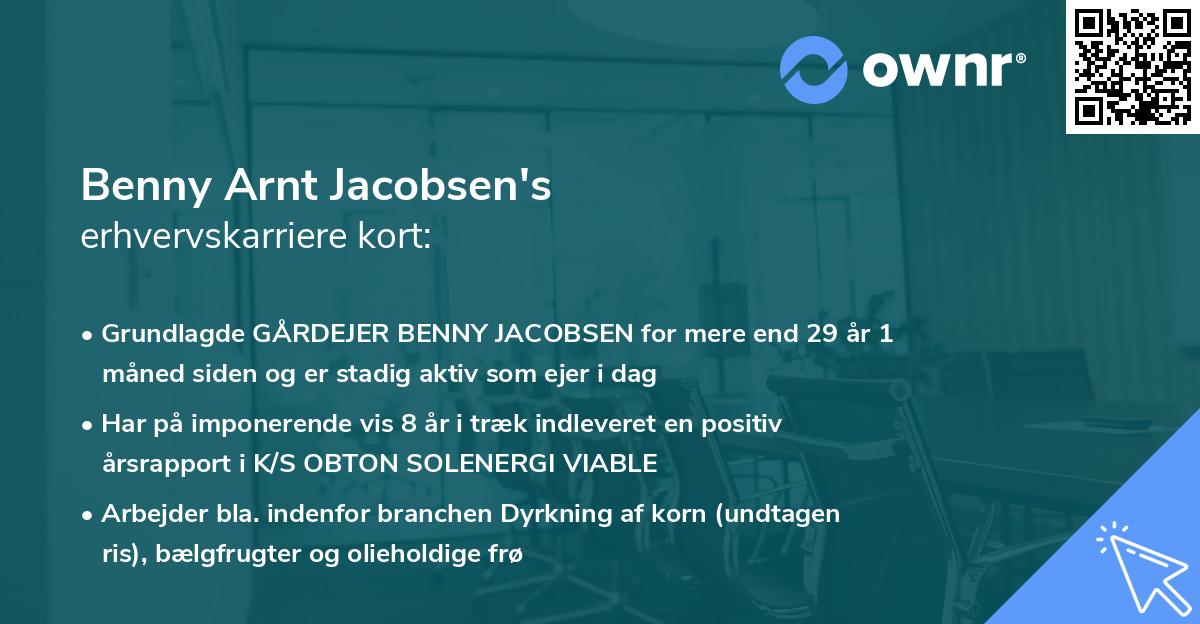 Benny Arnt Jacobsen's erhvervskarriere kort