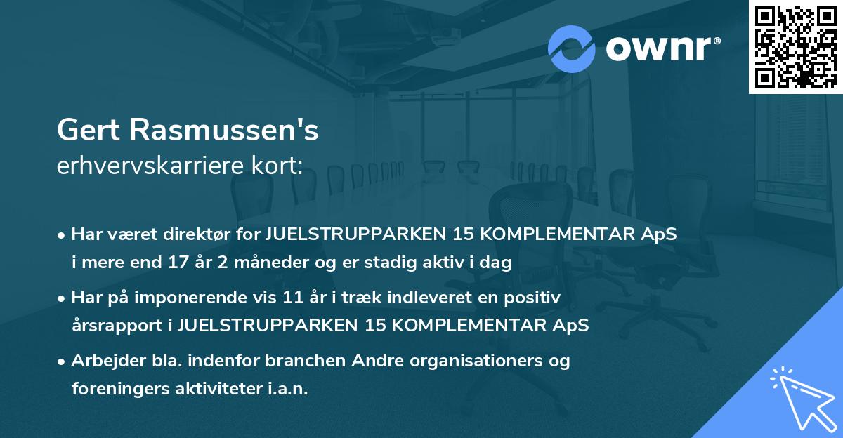 Gert Rasmussen's erhvervskarriere kort