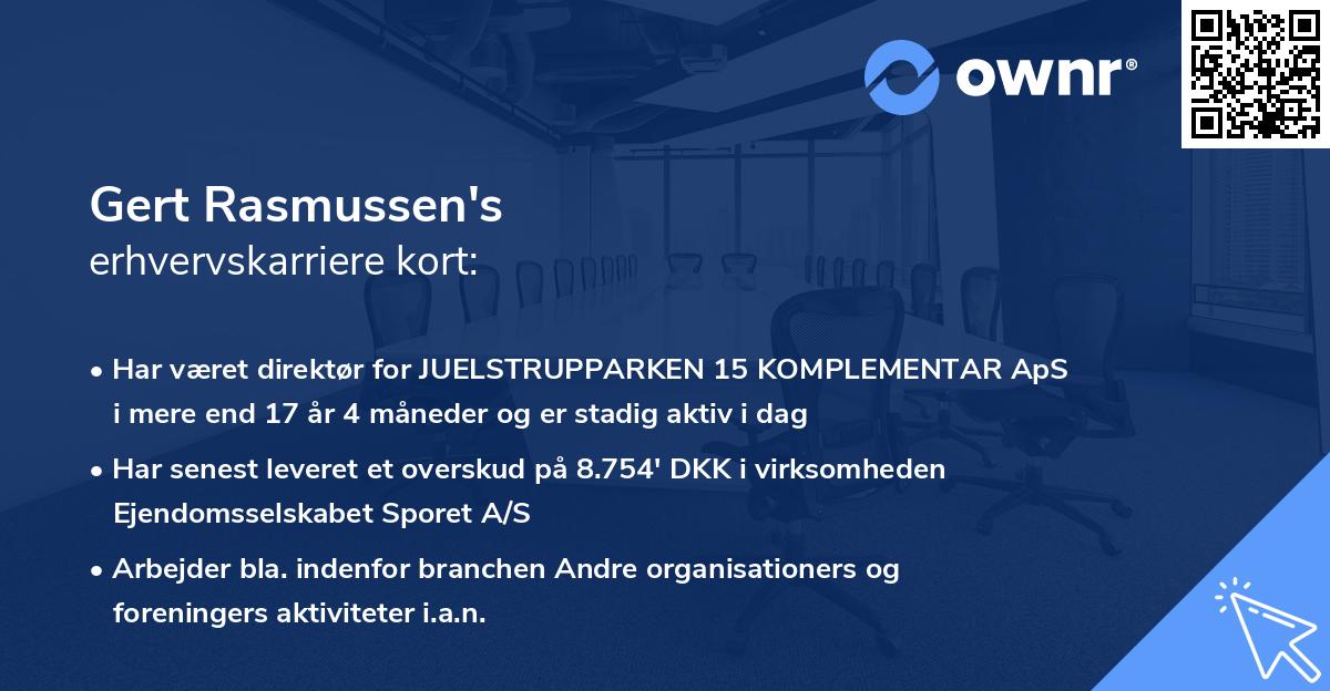 Gert Rasmussen's erhvervskarriere kort