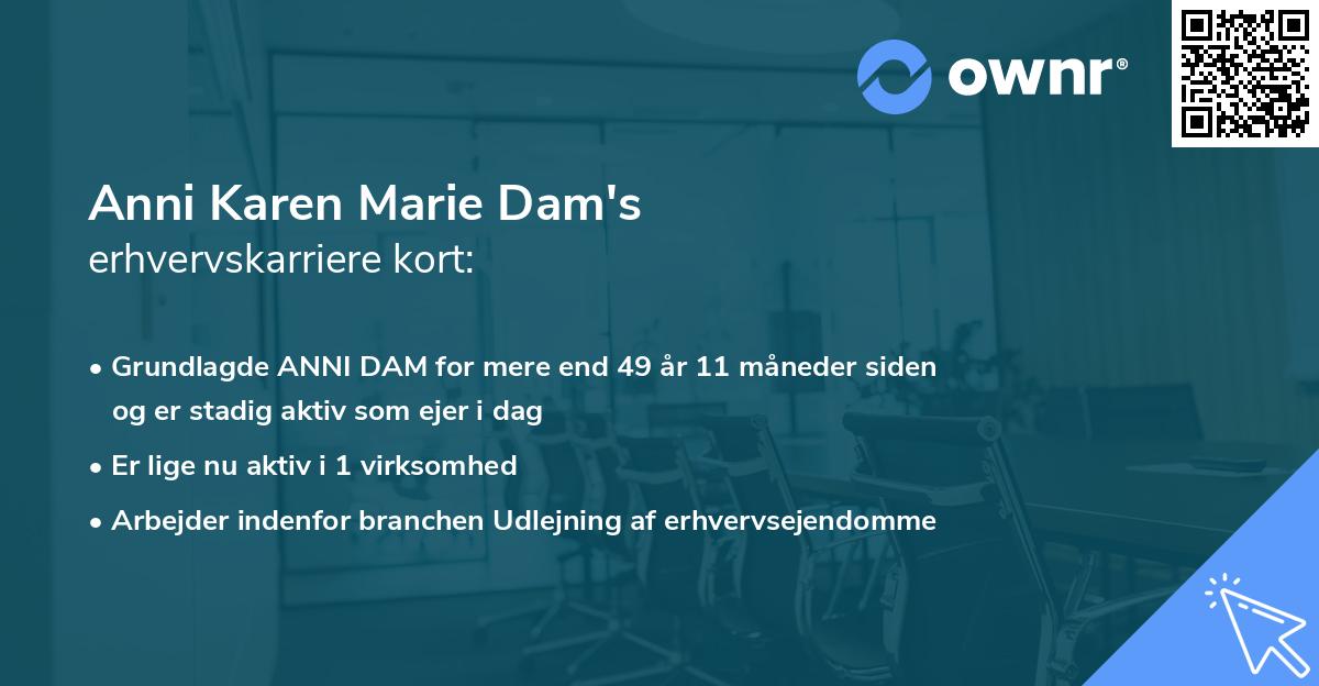 Anni Karen Marie Dam's erhvervskarriere kort