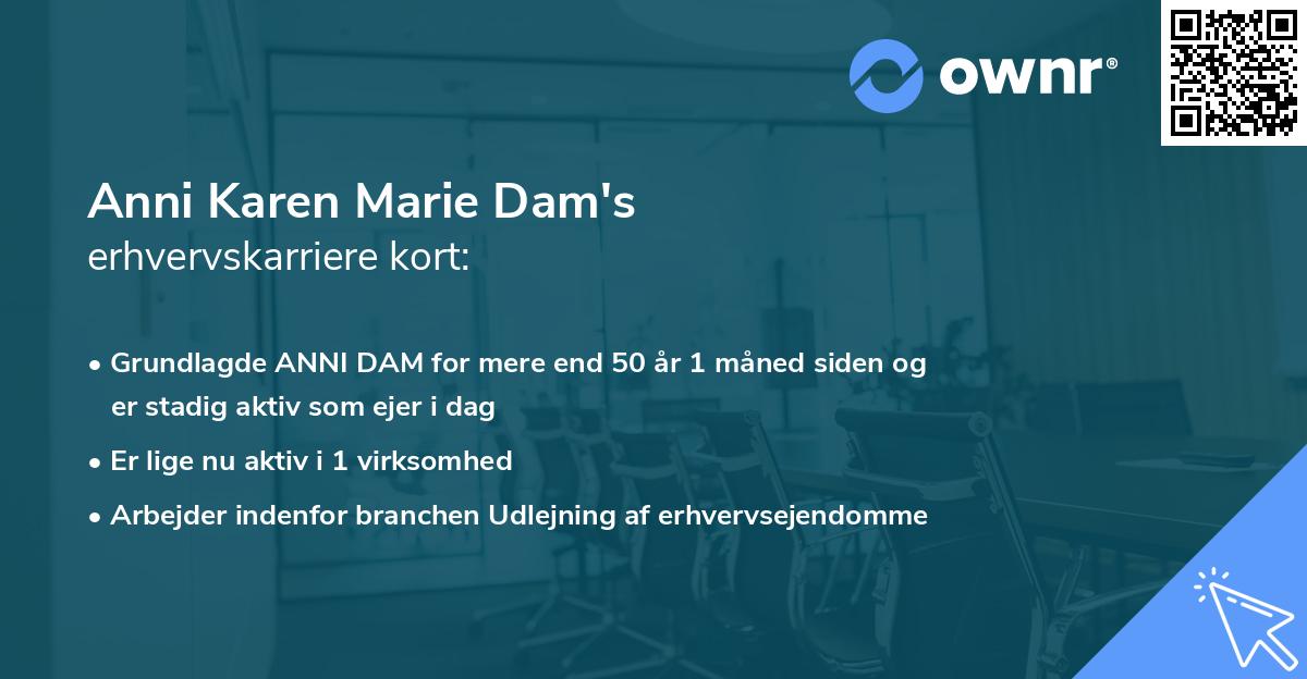 Anni Karen Marie Dam's erhvervskarriere kort