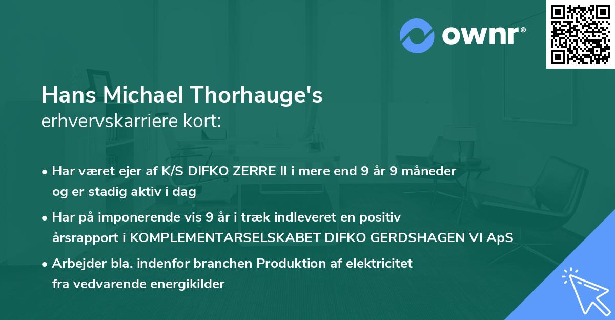 Hans Michael Thorhauge's erhvervskarriere kort