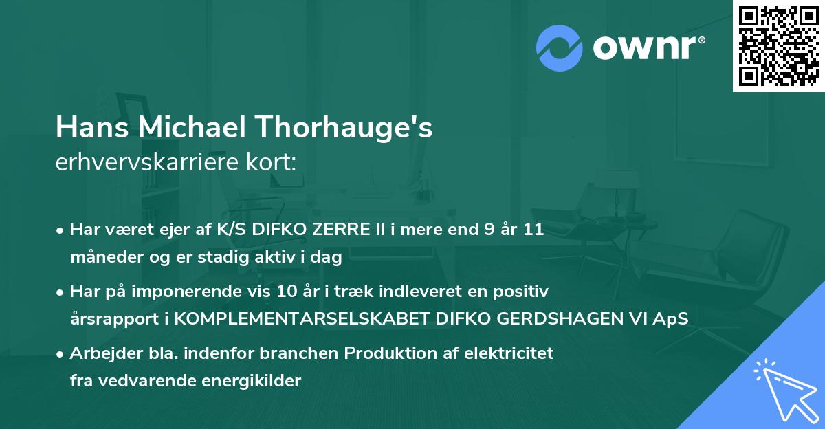 Hans Michael Thorhauge's erhvervskarriere kort