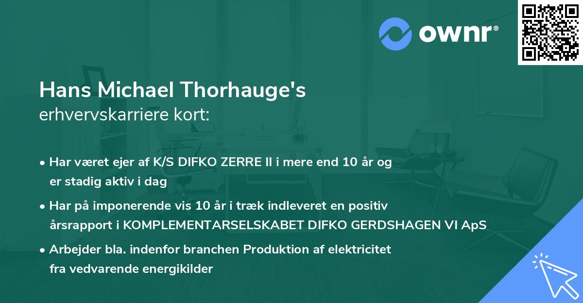 Hans Michael Thorhauge's erhvervskarriere kort