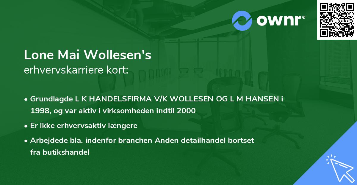 Lone Mai Wollesen's erhvervskarriere kort