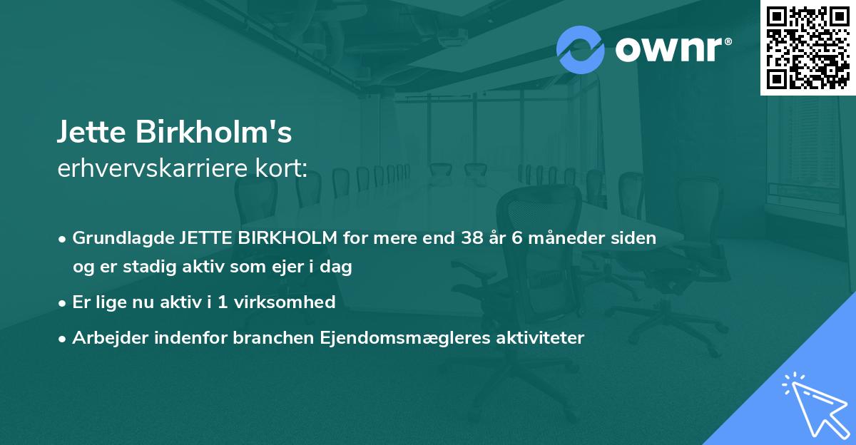 Jette Birkholm's erhvervskarriere kort