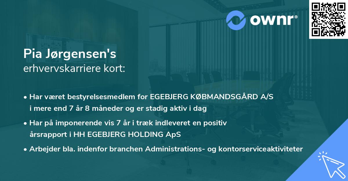 Pia Jørgensen's erhvervskarriere kort
